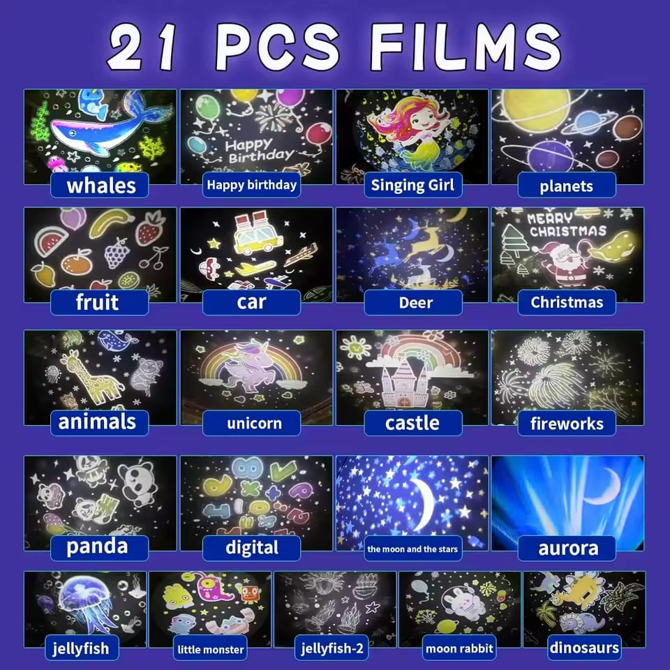 Projector Nightlights 360°Rotating 21 Films